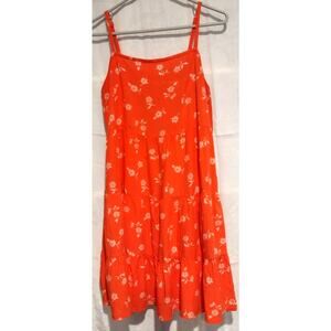 Old Navy Women's Large Sundress Coral White Floral Swing Coquette Breathable